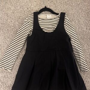Zara Black Dress with Striped Top